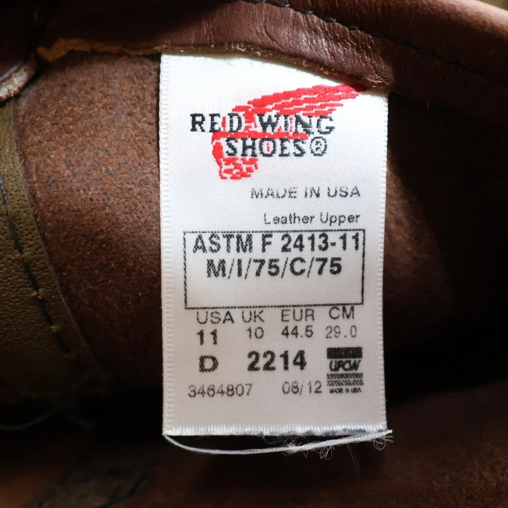 Red Wing Pecos 2214 Boots Mens 11 Brown Leather Steel Toe Pull On Made in USA